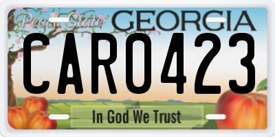 GA license plate CAR0423