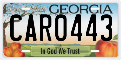 GA license plate CAR0443