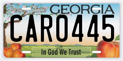 GA license plate CAR0445