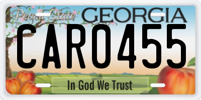 GA license plate CAR0455