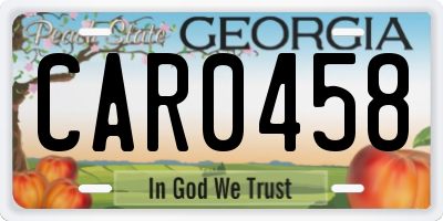 GA license plate CAR0458