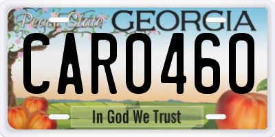 GA license plate CAR0460