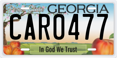 GA license plate CAR0477