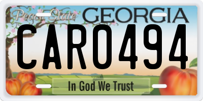 GA license plate CAR0494