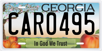 GA license plate CAR0495