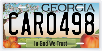 GA license plate CAR0498