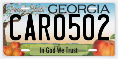 GA license plate CAR0502