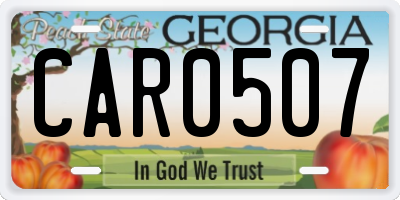 GA license plate CAR0507