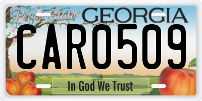 GA license plate CAR0509