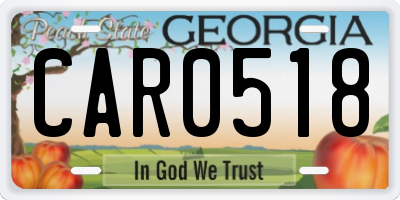 GA license plate CAR0518