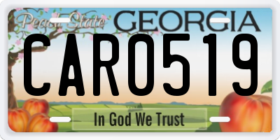 GA license plate CAR0519