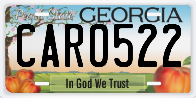 GA license plate CAR0522