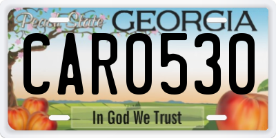 GA license plate CAR0530