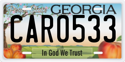 GA license plate CAR0533