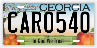 GA license plate CAR0540