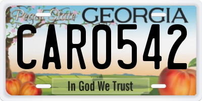 GA license plate CAR0542