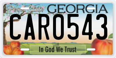 GA license plate CAR0543