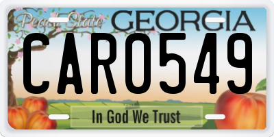 GA license plate CAR0549