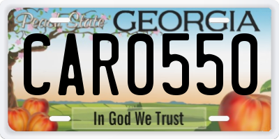 GA license plate CAR0550