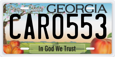 GA license plate CAR0553