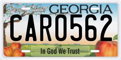 GA license plate CAR0562