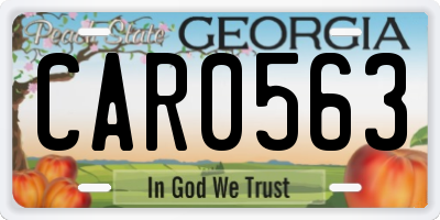 GA license plate CAR0563