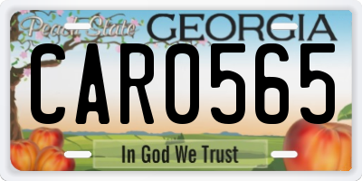 GA license plate CAR0565