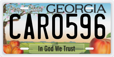 GA license plate CAR0596