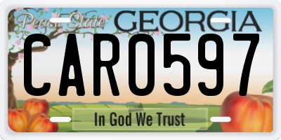 GA license plate CAR0597