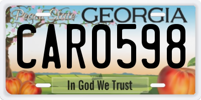 GA license plate CAR0598