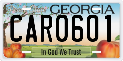 GA license plate CAR0601