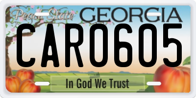 GA license plate CAR0605