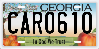 GA license plate CAR0610