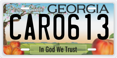 GA license plate CAR0613