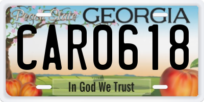 GA license plate CAR0618