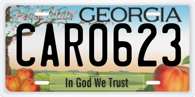 GA license plate CAR0623