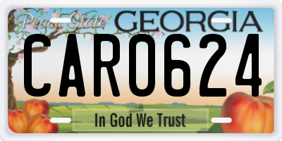 GA license plate CAR0624