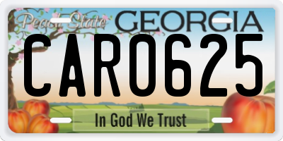 GA license plate CAR0625