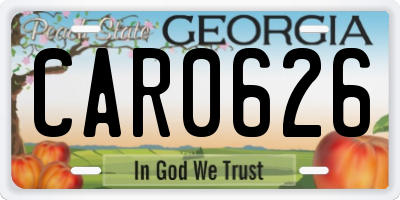 GA license plate CAR0626