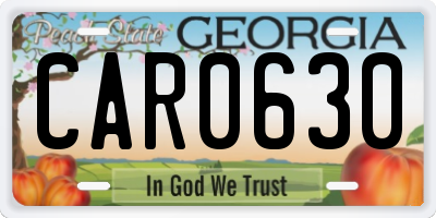 GA license plate CAR0630