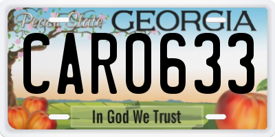 GA license plate CAR0633
