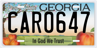 GA license plate CAR0647