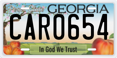 GA license plate CAR0654