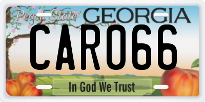 GA license plate CAR066