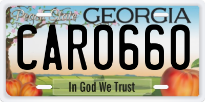 GA license plate CAR0660