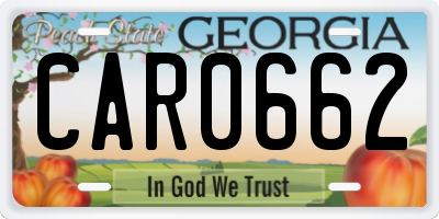 GA license plate CAR0662