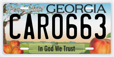 GA license plate CAR0663