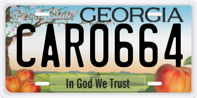 GA license plate CAR0664