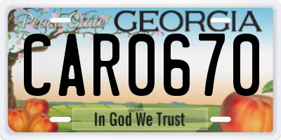 GA license plate CAR0670