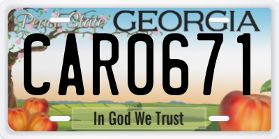 GA license plate CAR0671
